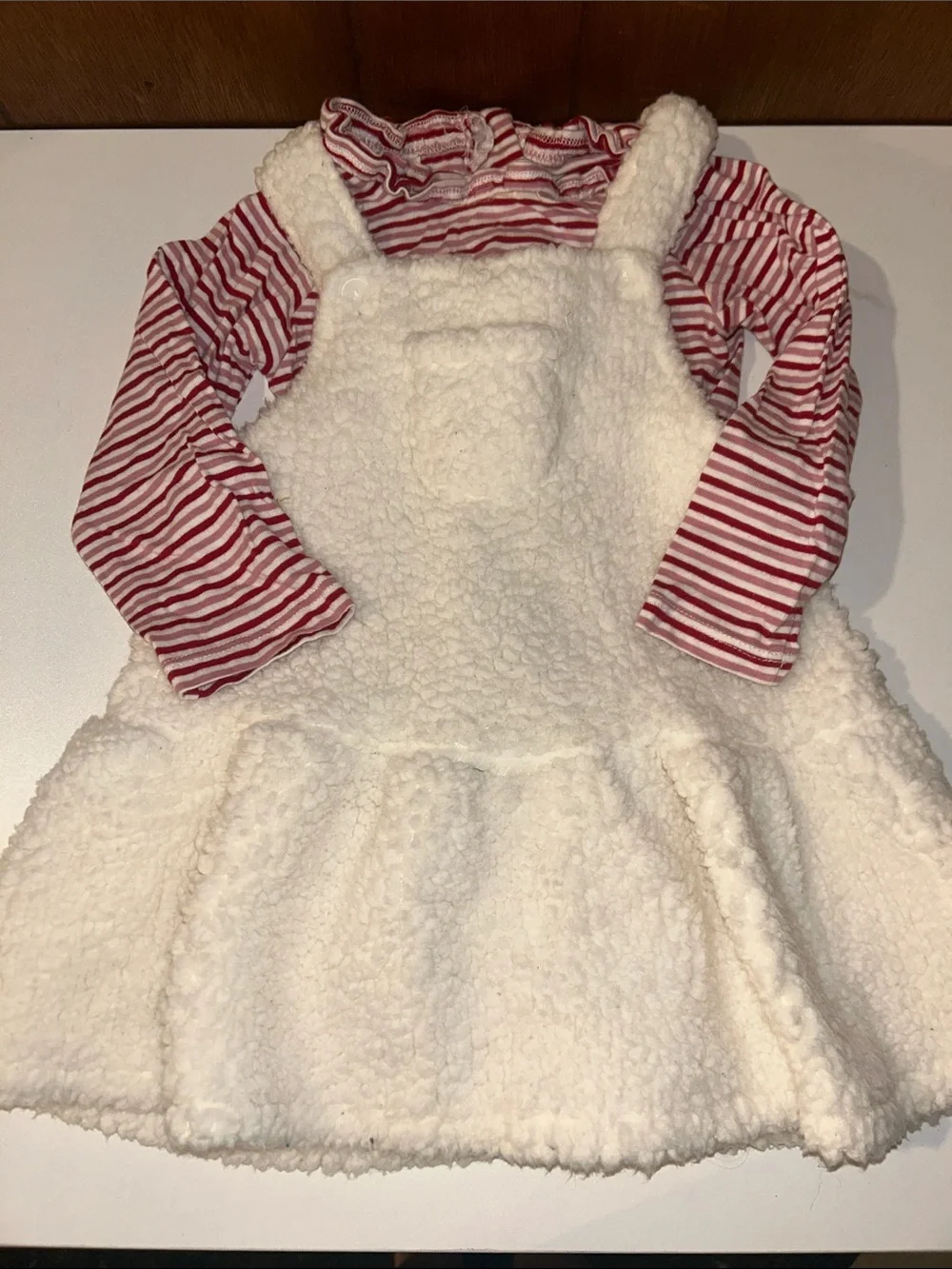 3/$25 First Impressions | Overall Dress with Red and White Striped onesie